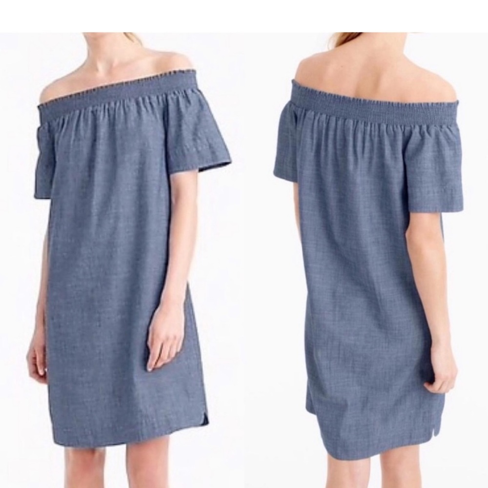 J.crew smocked dress chambray off shoulder